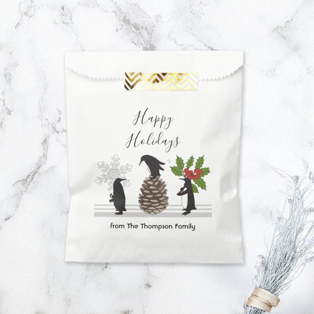 Personalized Cute Funny Penguin Christmas Favor Bag (Creator Uploaded)