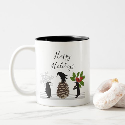 Personalized Cute Funny Penguin Christmas Holiday Two_Tone Coffee Mug