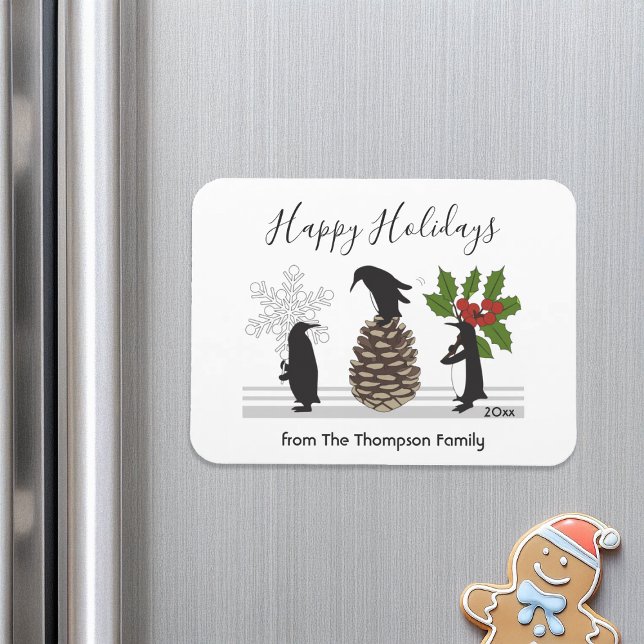 Personalized Cute Funny Penguin Christmas Magnet (Creator Uploaded)