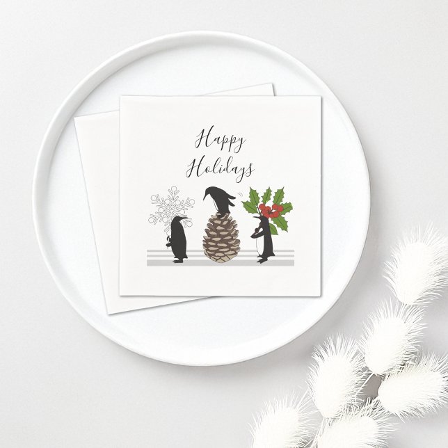 Personalized Cute Funny Penguin Christmas Napkins (Creator Uploaded)