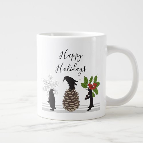 Personalized Cute Funny Penguins Christmas Holiday Giant Coffee Mug