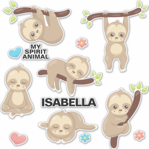 Personalized Cute Funny Silly Sleepy Sloth Sticker