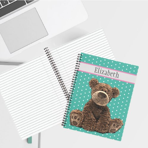 Personalized Cute Fuzzy Brown Bear Animal Name  Notebook