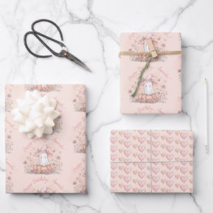 Personalized Cute Ghost Birthday Wrapping Paper Sheets