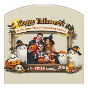 Personalized Cute Ghost Family Halloween Photo Fra Door Sign