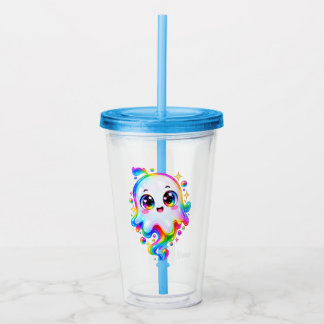 Personalized Cute Ghost Halloween Photo Shirt Acrylic Tumbler