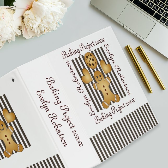 Personalized Cute Gingerbread Man Cookie 3 Ring Binder (Creator Uploaded)