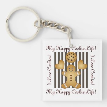 Personalized Cute Gingerbread Man Cookie Keychain by WindUpEgg at Zazzle