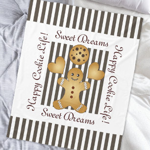 Personalized Cute Gingerbread Man Cookie Kids Fleece Blanket