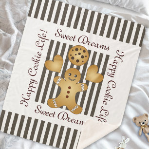 Personalized Cute Gingerbread Man Cookie Kids Sherpa Blanket