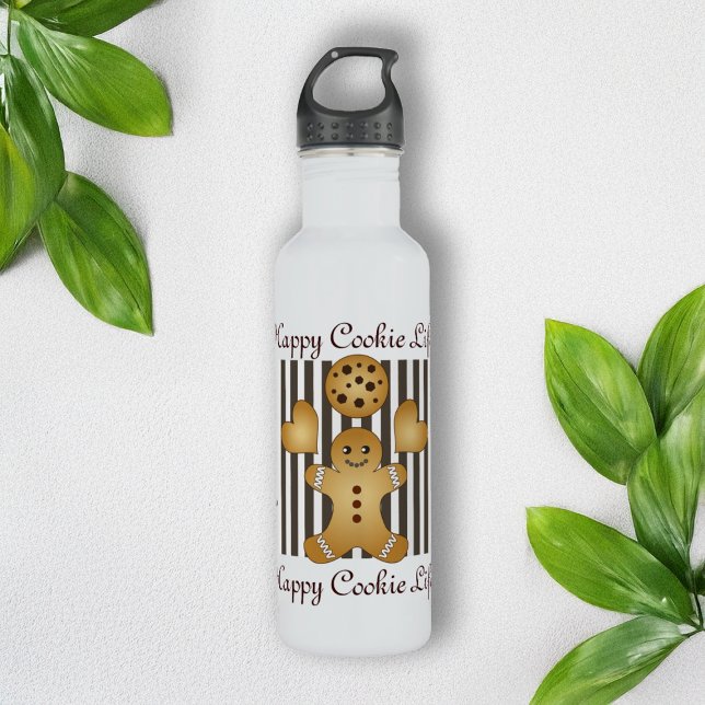 Personalized Cute Gingerbread Man Cookie Kids Stainless Steel Water Bottle (Creator Uploaded)