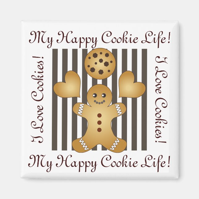 Personalized Cute Gingerbread Man Cookie Magnet (Front)