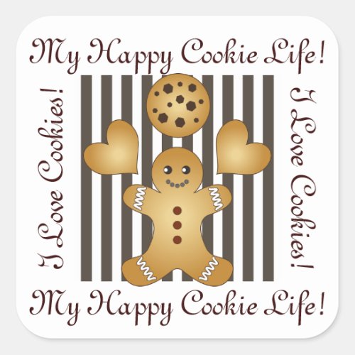 Personalized Cute Gingerbread Man Cookie Square Sticker