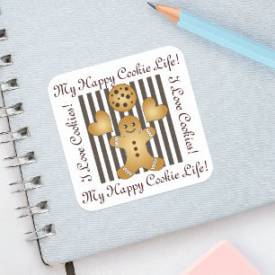 Personalized Cute Gingerbread Man Cookie Square Sticker
