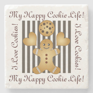 Personalized Cute Gingerbread Man Cookie Stone Coaster