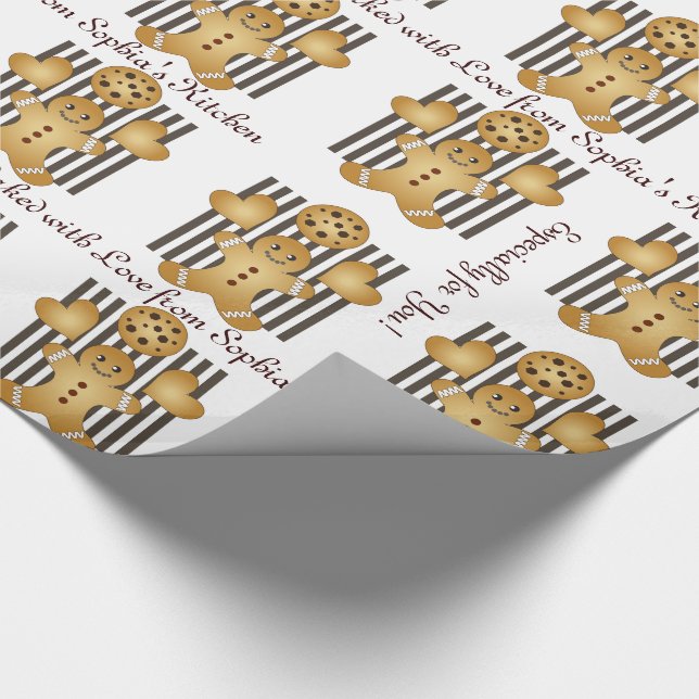 Personalized Cute Gingerbread Man Cookie Wrapping Paper (Corner)