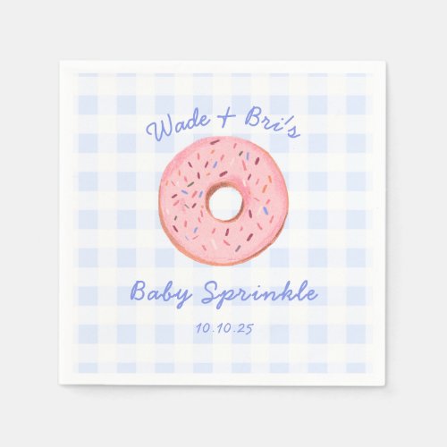 Personalized Cute Gingham Donut Baby Sprinkle Napkins