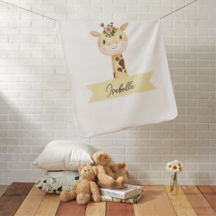 Personalized cute giraffe baby blanket