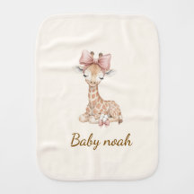 Personalized Cute Giraffe Baby Burp Cloth - Custom