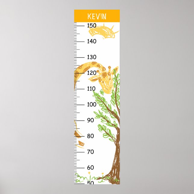 Personalized Cute Giraffe Growth Chart (Front)