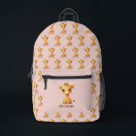 Personalized Cute Giraffe Pattern Printed Backpack<br><div class="desc">Carry your essentials in adorable style with this personalized giraffe-themed backpack! Featuring a charming baby giraffe pattern and a custom name on the front pocket, this backpack is perfect for kids, students, and animal lovers. Designed for both comfort and functionality, it includes adjustable straps, a spacious main compartment, and a...</div>
