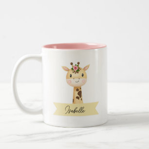 Personalized cute giraffe Two-Tone coffee mug
