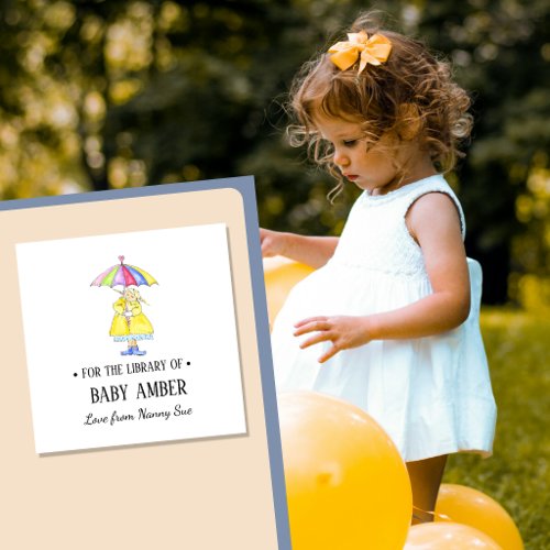 Personalized Cute Girl Baby Bookplate Sticker