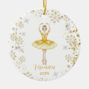 Personalized Cute Girl Ballet Nutcracker Birthday Ceramic Ornament