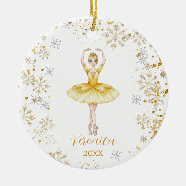 Personalized Cute Girl Ballet Nutcracker Birthday  Ceramic Ornament (Front)