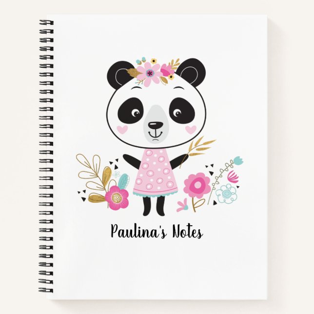 Personalized Cute Girl Panda  Notebook (Front)