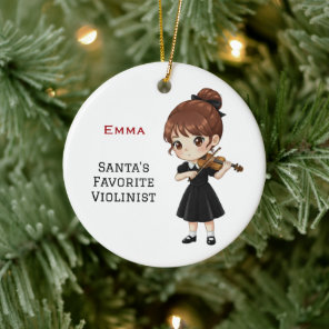 Personalized Cute Girl Playing Violin  Ceramic Ornament