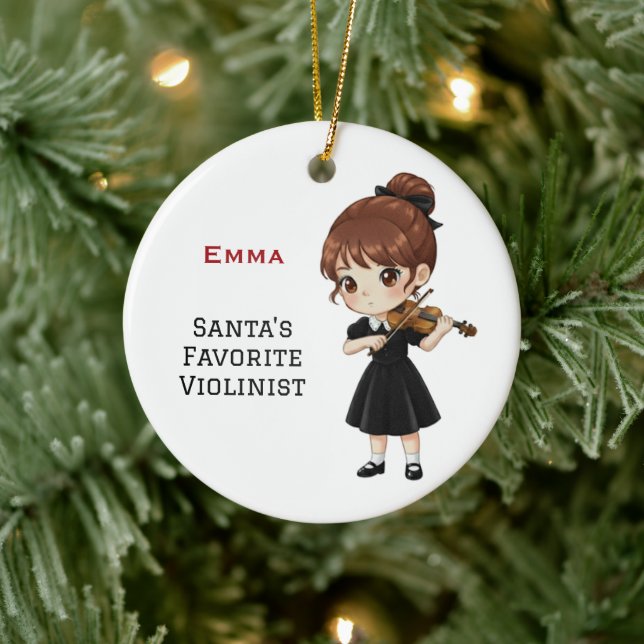 Personalized Cute Girl Playing Violin  Ceramic Ornament (Tree)
