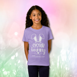 Personalized Cute Girl Sister Bunny Easter T-Shirt