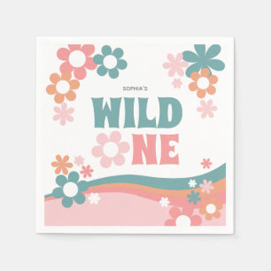 Personalized Cute Girl Wild One Party Napkins