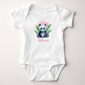 Personalized Cute Girls Panda BearTropical Baby Bodysuit