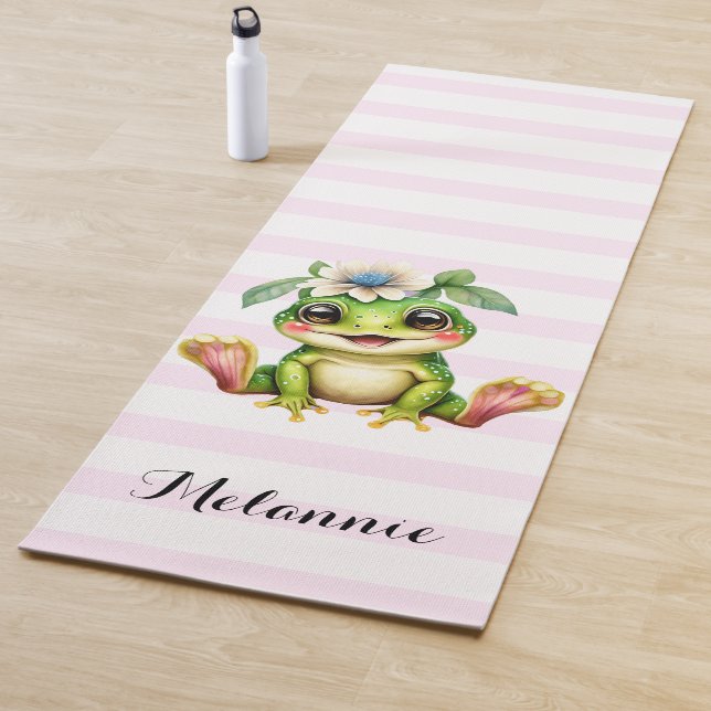 Personalized Cute Girly Frog Yoga Mat (In Situ)
