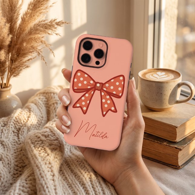 Personalized Cute girly gingham bow ribbon  iPhone Case (Creator Uploaded)
