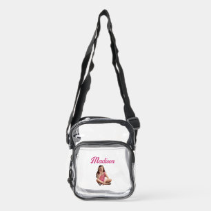 Personalized Cute Girly Photo Stadium Approved Clear Crossbody Bag