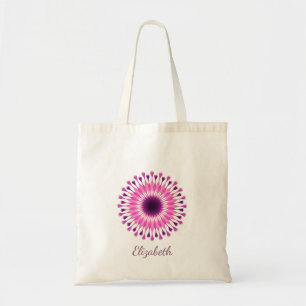 Personalized cute girly pink flower girl tote bag