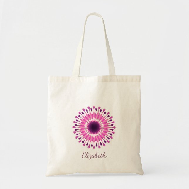 Personalized cute girly pink flower girl tote bag (Front)
