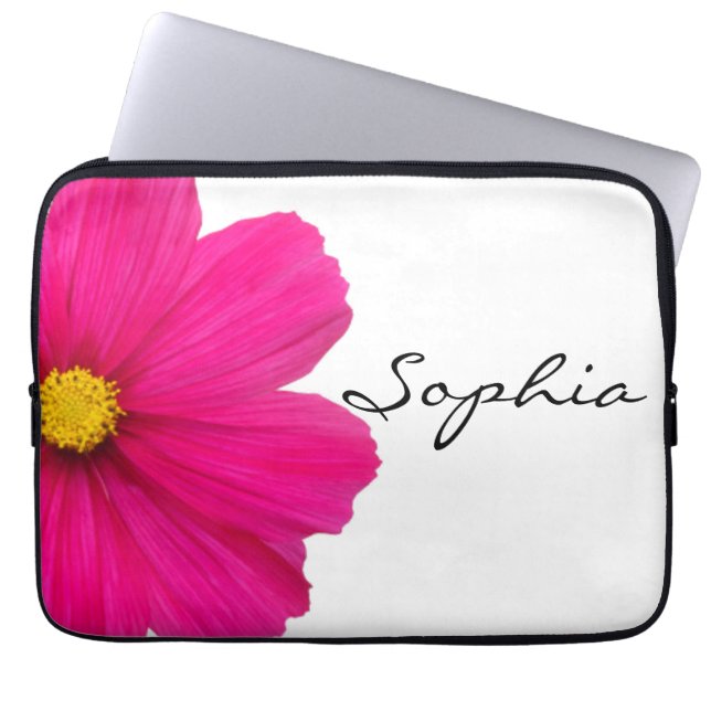 personalized cute girly pink flower laptop sleeve (Front)