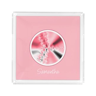 Personalized Cute Girly Pink Fractal with Name
