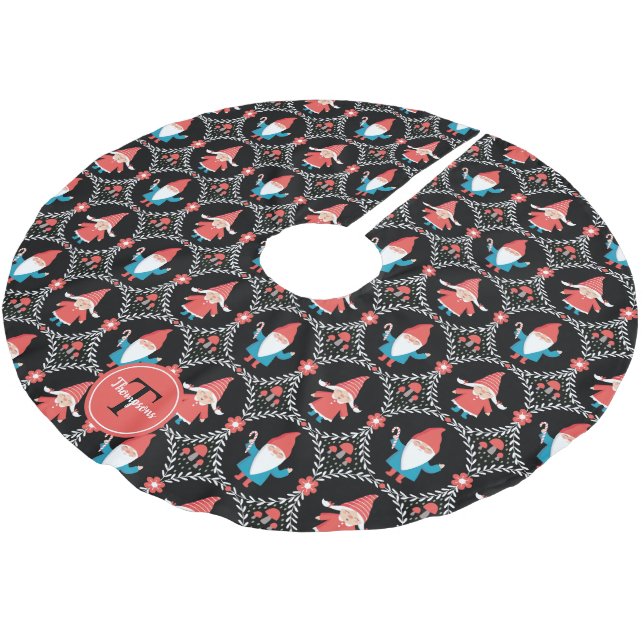 Personalized Cute Gnome Christmas Brushed Polyeste Polyester Tree Skirt (Angled)