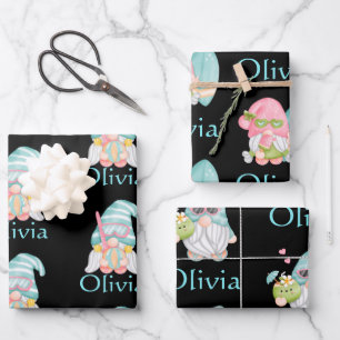 Personalized Cute Gnome Printed Christmas Wrapping Paper Sheets