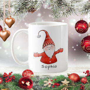 Personalized Cute Gnome Red Christmas Coffee Mug