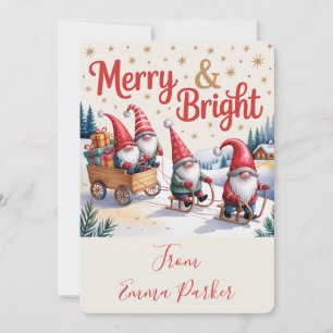 Personalized Cute Gnomes Christmas Holiday Card