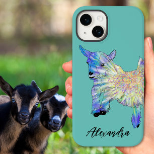Personalized Cute Goat Colorful Animal Art iPhone 15 Case