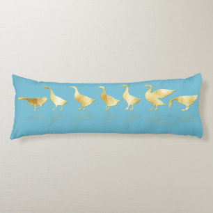 Personalized Cute Gold Foil Geese Pretty Blue Body Pillow