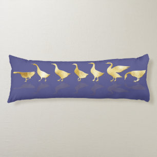 Personalized Cute Gold Foil Geese Purple Lavender Body Pillow