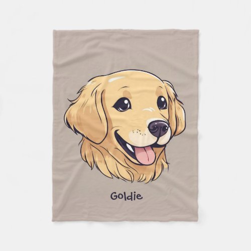 Personalized Cute Golden Retriever Fleece Blanket